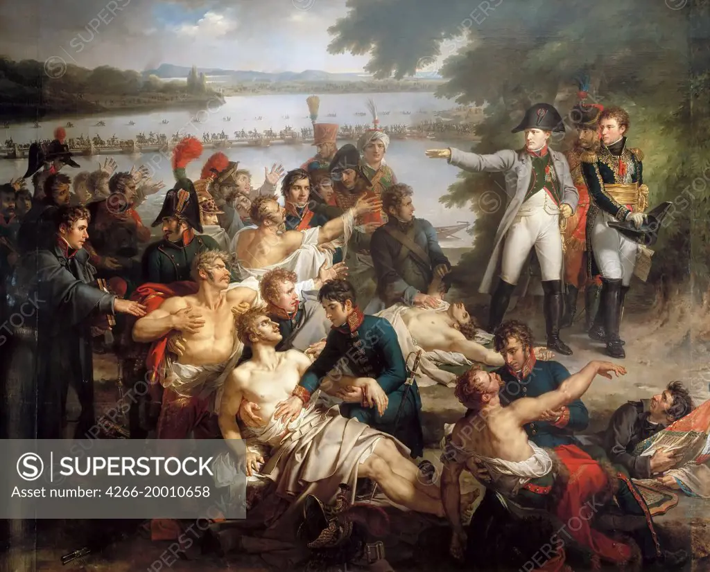 The Return of Napoleon to the Island of Lobau after the Battle of Essling, May 23, 1809 by Meynier, Charles (1768-1832) / Musee de l'Histoire de France, Chateau de Versailles / 1812 / France / Oil on canvas / History / 473x529 / Classicism