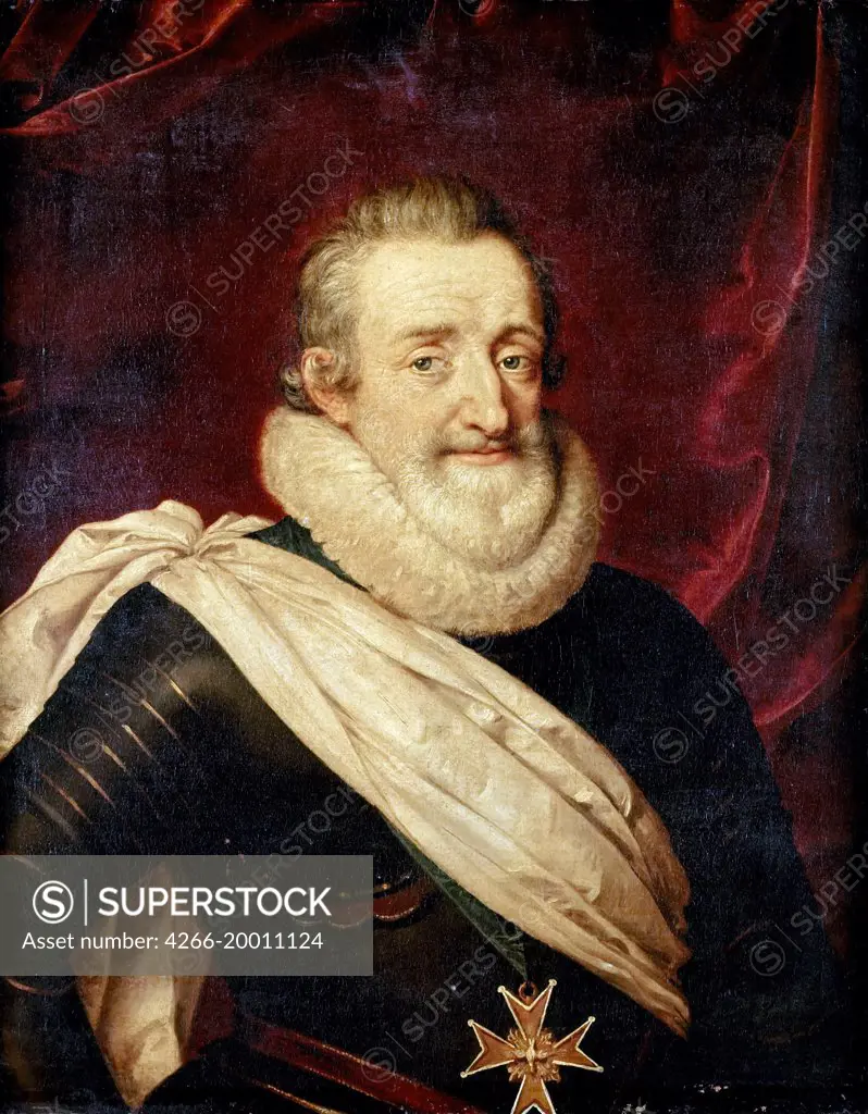 King Henry IV of France by Pourbus, Frans, the Younger (1569-1622) / Musee de l'Histoire de France, Chateau de Versailles /Flanders / Oil on canvas / Portrait / 76x60 / Baroque