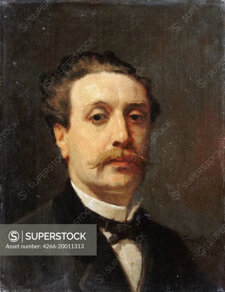 Portrait of Guy de Maupassant by Feyen-Perrin, Francois Nicolas Auguste (1826-1888) / Musee de l'Histoire de France, Chateau de Versailles / 1876 / France / Oil on canvas / Portrait / 32x23,5 / Realism