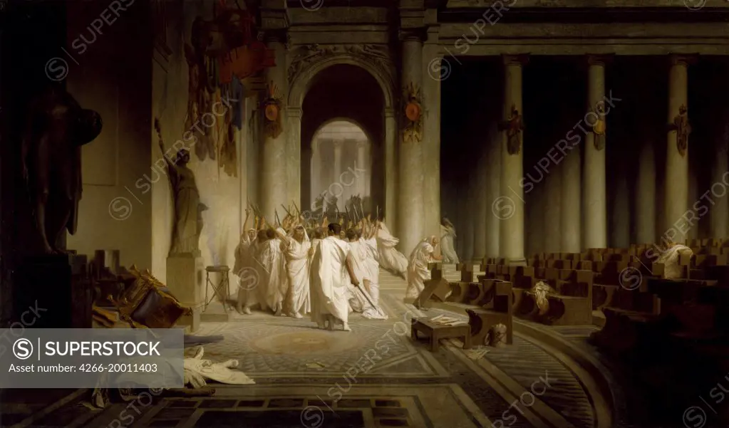 The Death of Caesar by Gerome, Jean-Leon (1824-1904) / Walters Art Museum, Baltimore / Between 1859 and 1867 / France / Oil on canvas / Mythology, Allegory and Literature,History / 85,5x145,5 / Neoclassicism