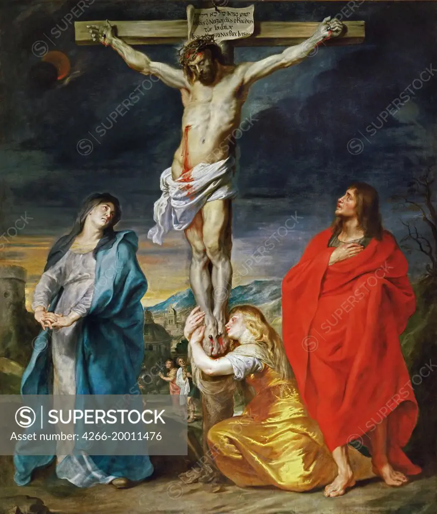 The Crucified Christ with the Virgin Mary, Saints John the Baptist and Mary Magdalene by Dyck, Sir Anthony van (1599-1641) / Louvre, Paris / 1641 / Flanders / Oil on canvas / Bible / 330x282 / Baroque