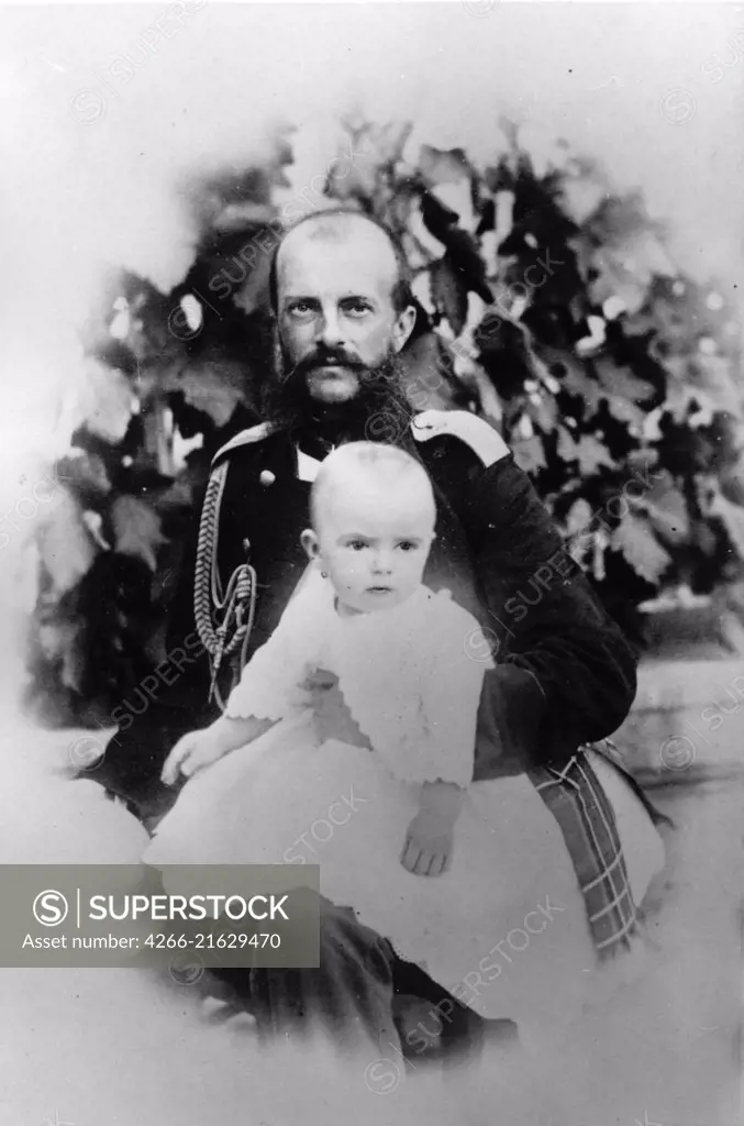 Portrait of Grand Duke Michael Nikolaevich of Russia (1832-1909) with Child, Russian Photographer  