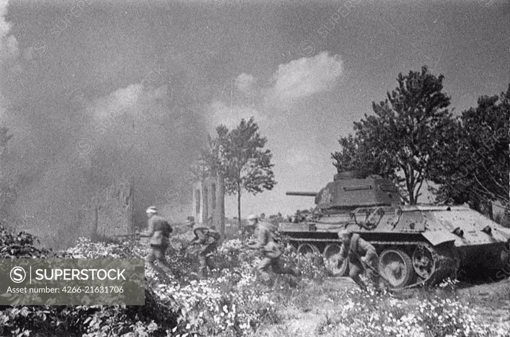 Operation Kutuzov. Soviet troops follow their tanks near Orel, Anonymous  