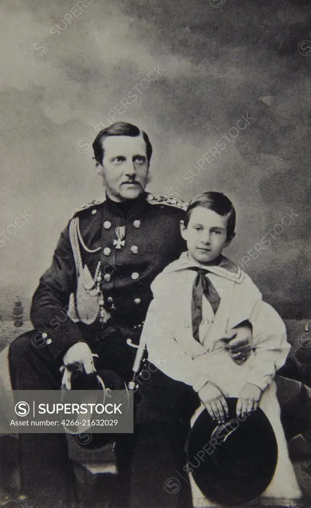 Portrait of Grand Duke Constantin Nikolaevich of Russia (1827-1892) with son Nicholas Constantinovich (1850-1918), Levitsky, Sergei Lvovich (1819-1898)