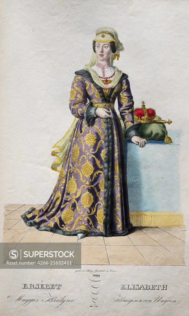 Elizabeth of Luxembourg (1409-1442), Queen of Bohemia, Kriehuber, Josef (1800-1876)