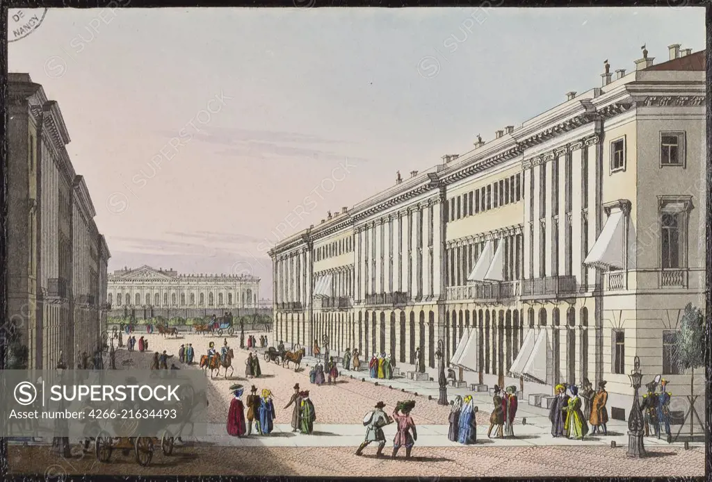 The Mikhailovskaya Street with view of the Michael Palace in St. Petersburg, Beggrov, Karl Petrovich (1799-1875)