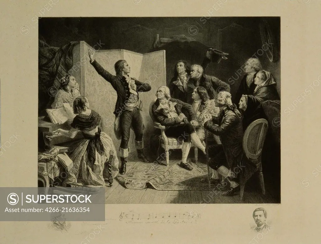 Rouget de Lisle (1760-1836) singing "La Marseillaise", Duvivier, Albert Ludovic Paul (1842-)