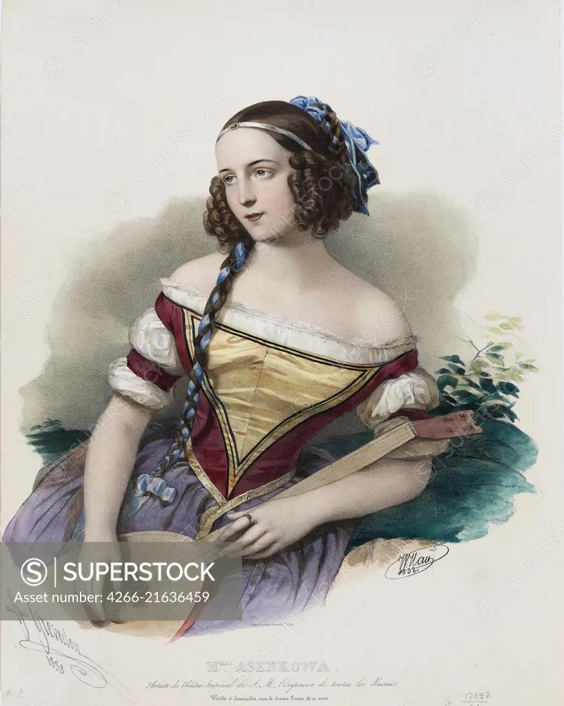 Portrait of the actress Varvara Asenkova (1817-1841), Hau (Gau), Vladimir Ivanovich (1816-1895)