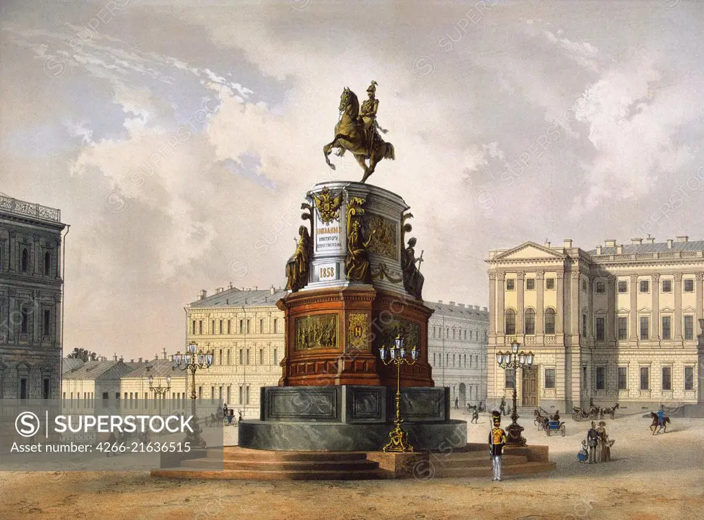 View of the Monument to Emperor Nicholas I on Saint Isaac's Square, Charlemagne, Adolf (1826-1901)