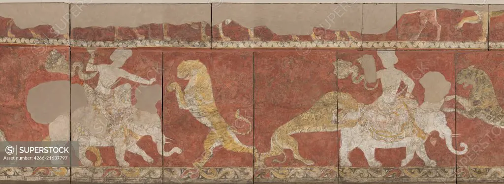 Wall painting from the Red Hall of the Palace in Varakhsha. Fragment, Sogdian Art  