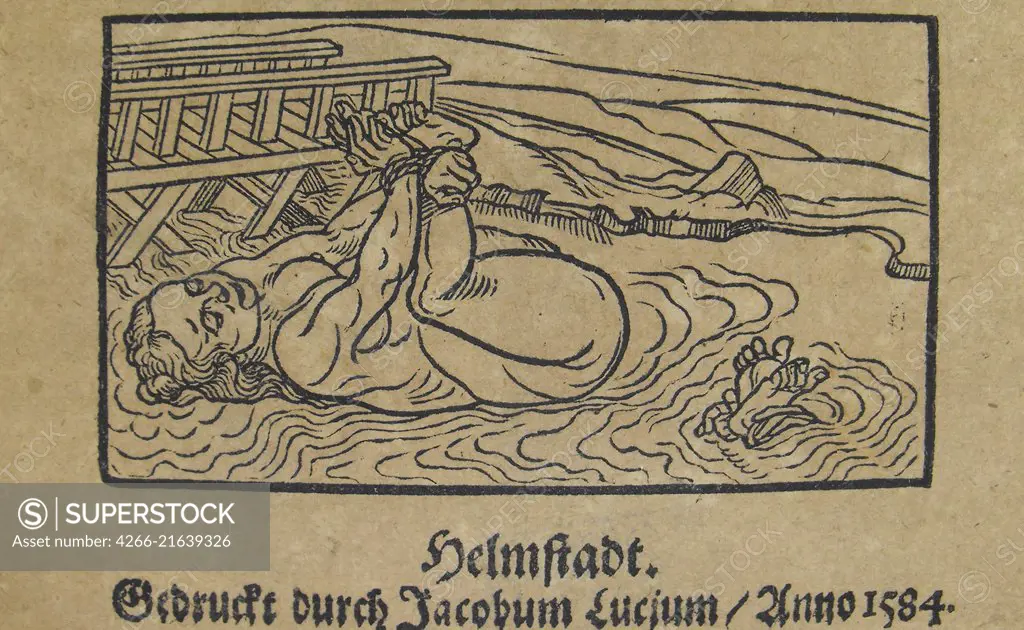 The cold-water ordeal for witches, Neuwalt, Hermann (1550-1611)