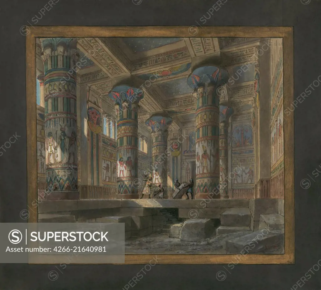 Set design for opera Aida by Giuseppe Verdi. Paris, Thétre national de l'Opéra, Chaperon, Philippe (1823-1906)