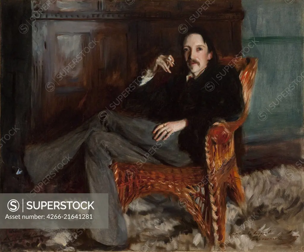 Portrait of Robert Louis Stevenson (1850-1894), Sargent, John Singer (1856-1925)