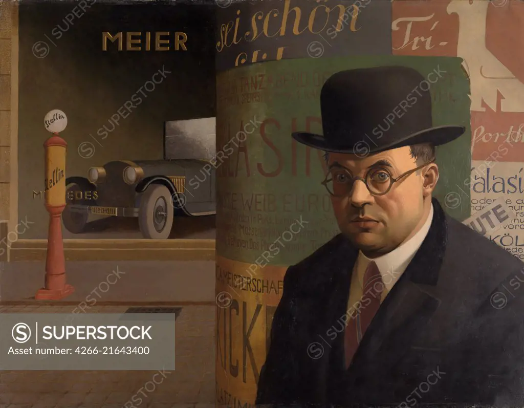 Self-Portrait in Front of an Advertising Column, Scholz, Georg (1890-1945)