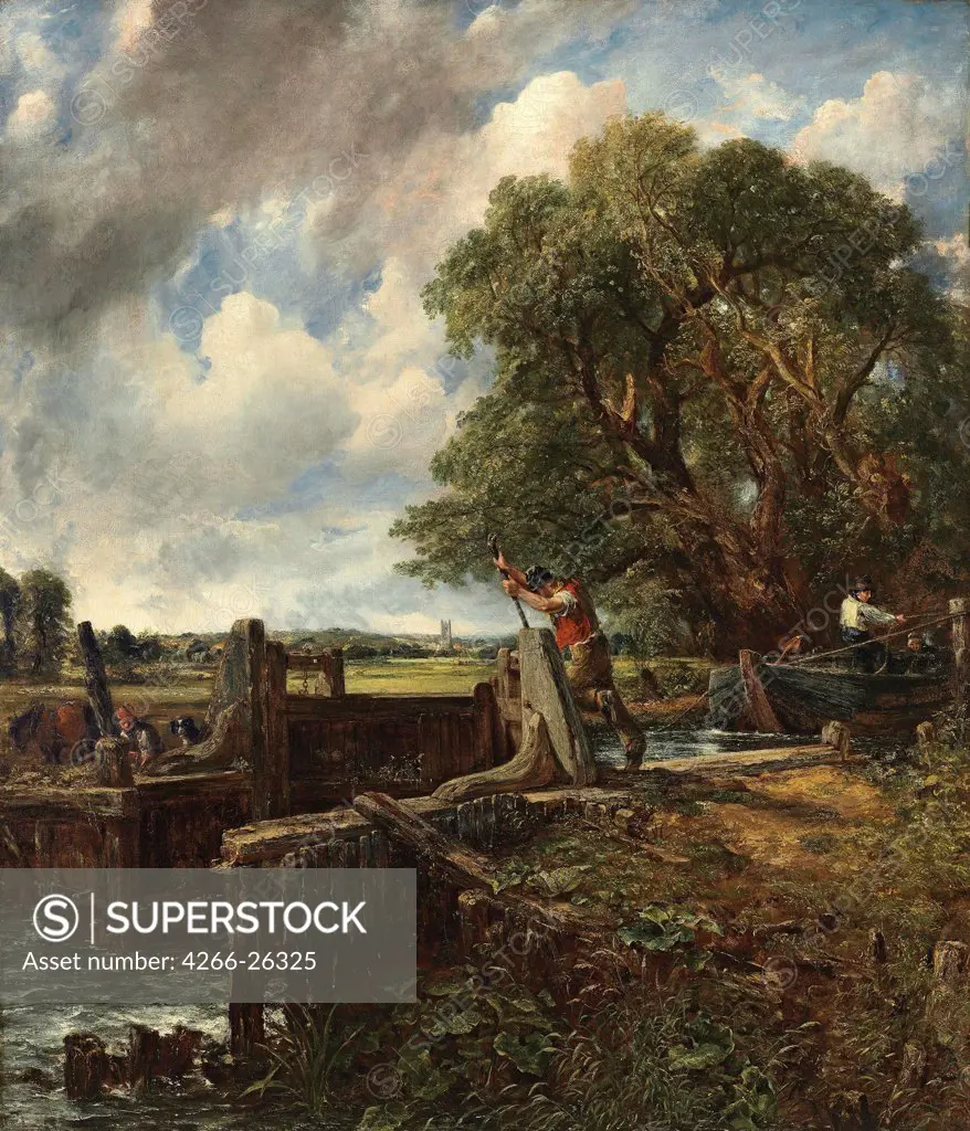 The Lock by Constable, John (1776-1837)  Private Collection  Great Britain  Oil on canvas  Painting  Landscape,Genre