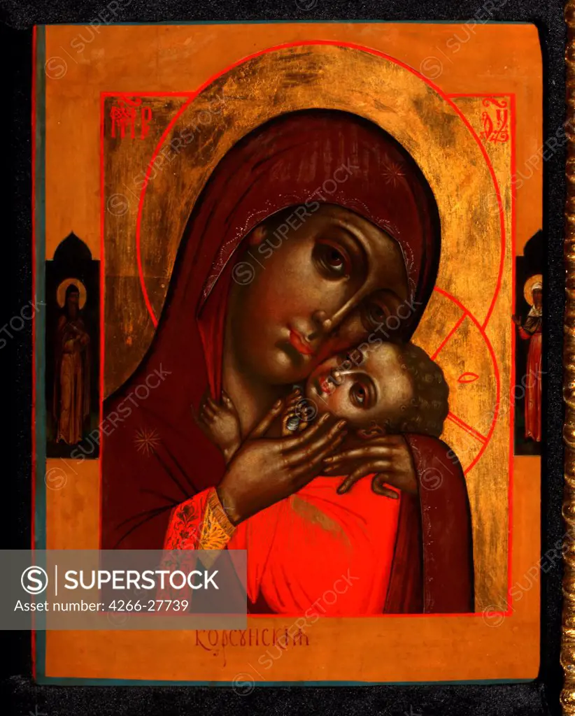 Our Lady of Korsun (Korsunskaya) by Russian icon   / Private Collection / Russian icon painting / Early 19th cen. / Russia / Tempera on panel / Bible /