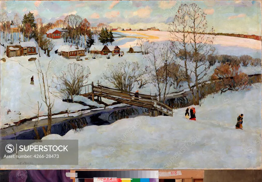 Winter landscape by Yuon, Konstantin Fyodorovich (1875-1958) / Regional K. Savitsky Art Gallery, Pensa / Russian Painting, End of 19th - Early 20th cen. / 1914 / Russia / Oil on canvas / Landscape / 68,6x104