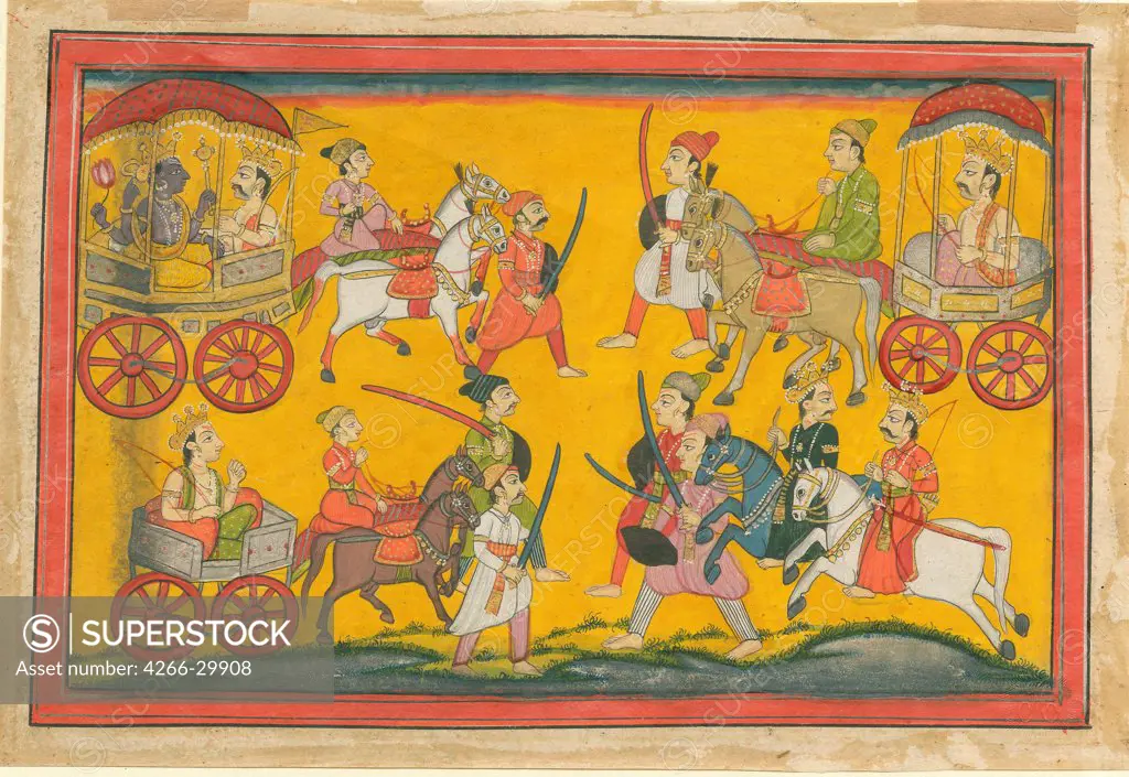 Vishnu Procession by Indian Art   / Private Collection / c. 1755 / India / Gouache on paper / Mythology, Allegory and Literature / 12,5x18