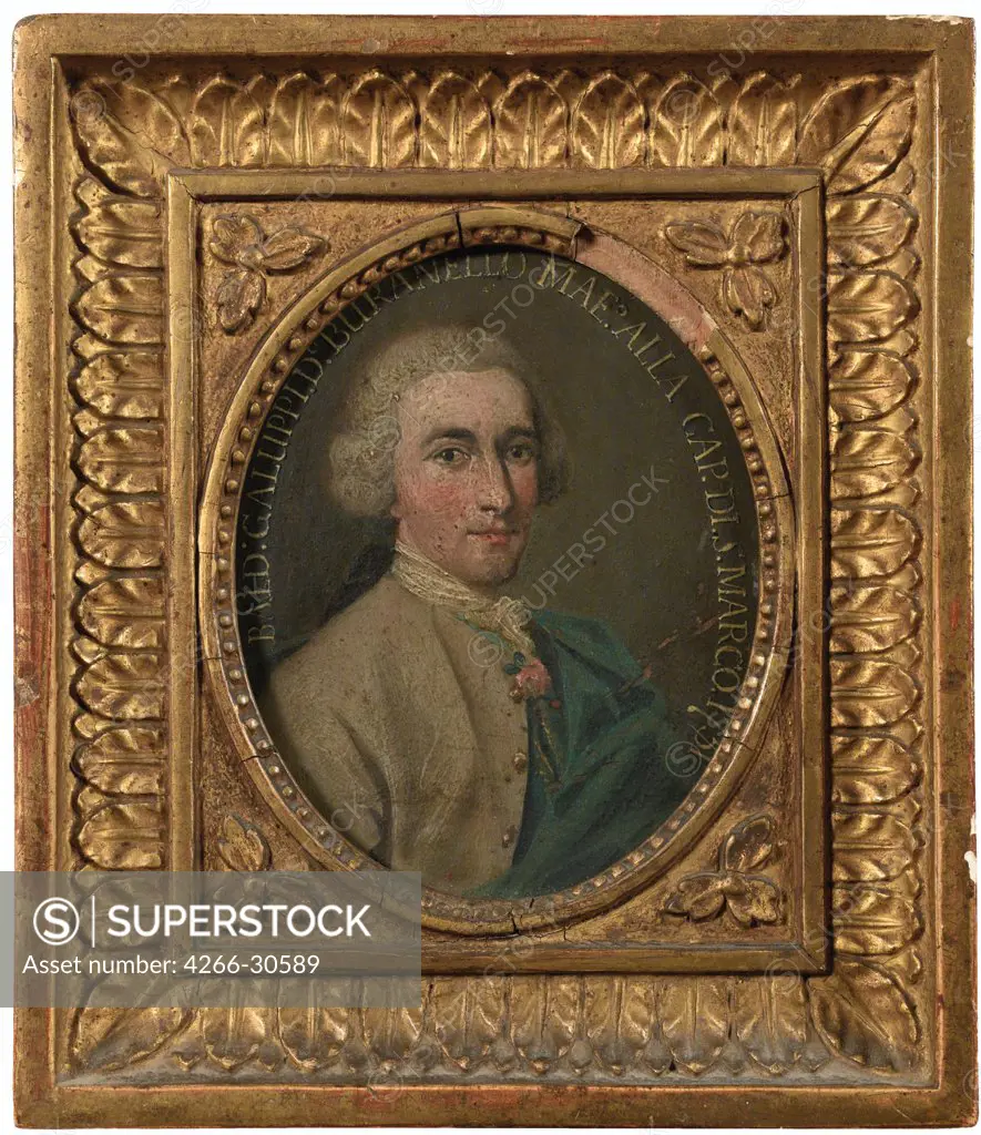 Portrait of the composer Baldassare Galuppi (1706-1785) by Italian master   / Private Collection / 1751 / Italy, Venetian School / Oil on Ivory / Portrait / 11x9 / Rococo