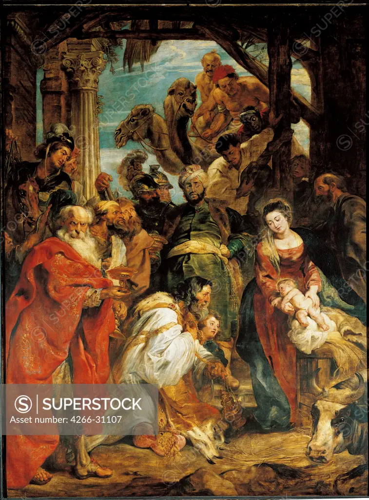 The Adoration of the Magi by Rubens, Pieter Paul (1577-1640) / Royal Museum of Fine Arts, Antwerp / 1624 / Flanders / Oil on canvas / Bible / 447x336 / Baroque