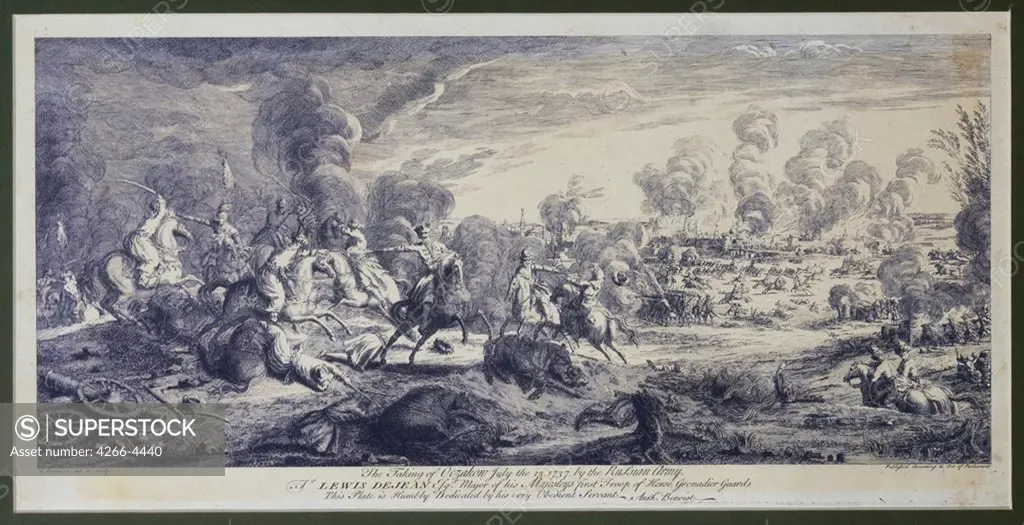 Russo-Turkish War of 1828-1829 by Anonymous artist, Copper engraving, 1730s, Rococo, Russia, Moscow, State History Museum,