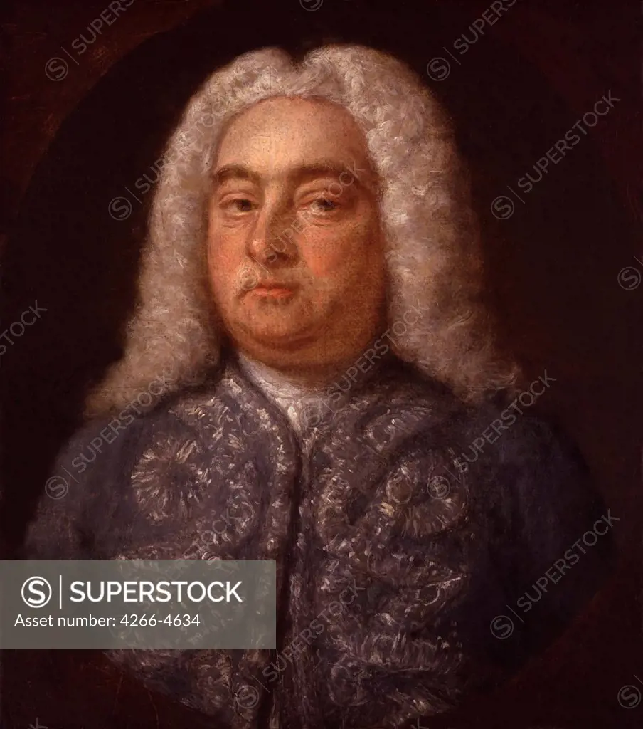 Portrait of George Frideric Handel by Francis Kyte, Oil on canvas, 1742, active 1710-1745, Great Britain, London, National Gallery, 18, 4x14