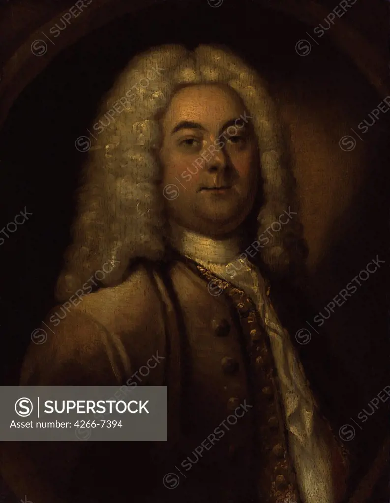 Portrait of George Frideric Handel by Anonymous artist, Oil on wood, 1740s, London, National Gallery, 27,9x21,6