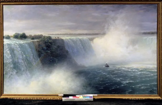 Niagara Falls by Ivan Konstantinovich Aivazovsky, Oil on canvas, 1892, 1817-1900, Russia, Minsk, National Art Museum of Belorussian Republic, 106, 5x183