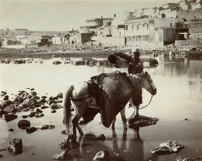 A Watering place by Yermakov, Dmitri Ivanovich (1845-1916)/Russian Museum of Ethnography/1880s/Albumin Photo/Russia/Landscape,Genre