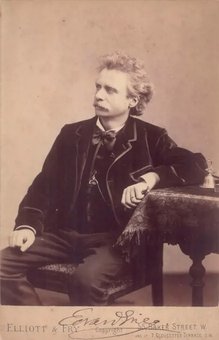 Portrait of Edvard Grieg (1843-1907) by Photo studio Elliott & Fry, London  /Bergen Offentlige Bibliotek/Photograph/England/Portrait