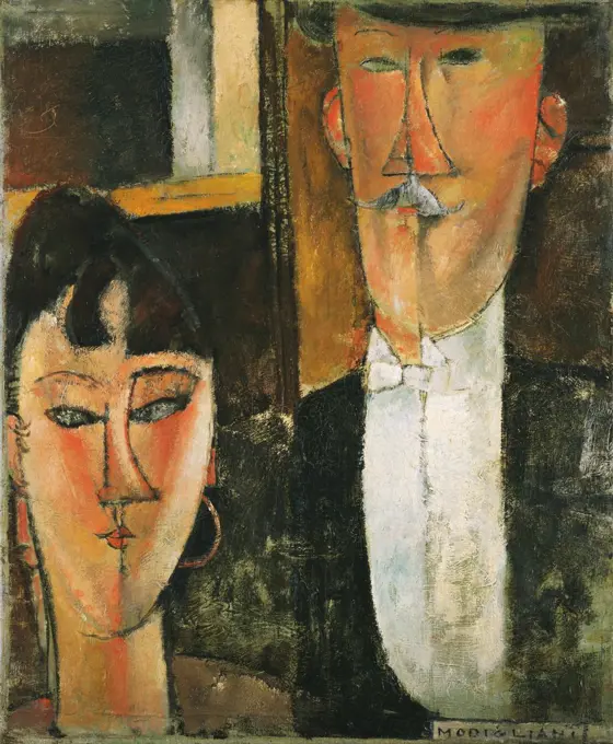 Bride and Groom by Modigliani, Amedeo (1884-1920) / © Museum of Modern Art, New York / 1915-1916 / Italy / Oil on canvas / Portrait,Genre / 55x46 / Expressionism