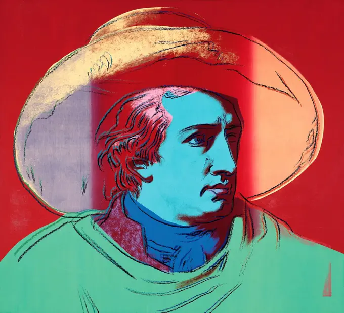 Goethe by Warhol, Andy (1928-1987)/ Private Collection/ 1981/ The United States/ Silkscreen ink on synthetic polymer paint on canvas/ Pop-Art/ Portrait