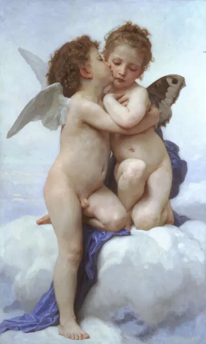 Cupid and Psyche by William-Adolphe Bouguereau, oil on canvas, 1890, 1825-1905, private collection, 119, 5x71