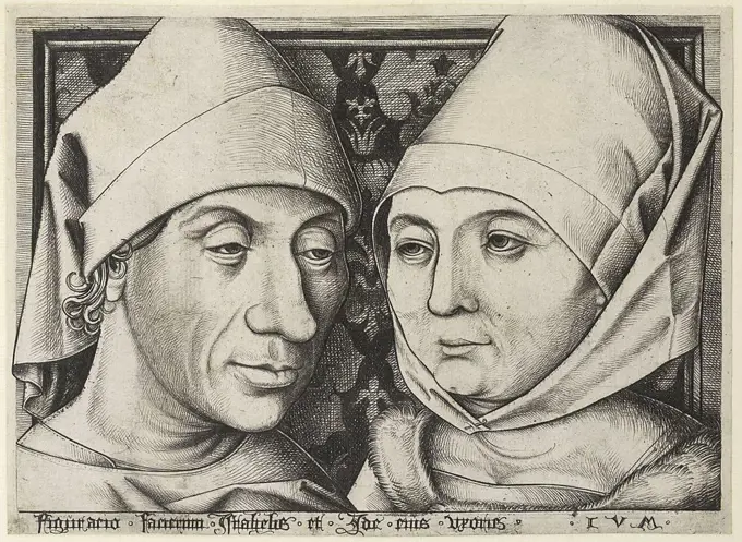 Self-Portrait with wife Ida, Meckenem, Israhel van, the Younger (ca 1440-1503)