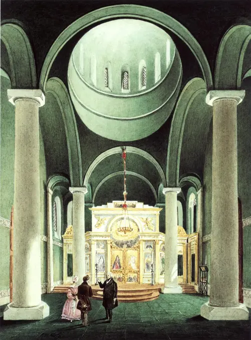 Interior view of the Alexander Nevsky Church at Potsdam, Klose, Friedrich Wilhelm (1804-1863)