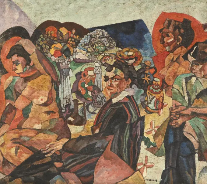 Self-Portrait with Artist's Models, Lentulov, Aristarkh Vasilyevich (1882-1943)