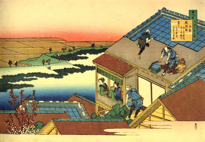 Working people by Katsushika Hokusai, color woodcut, circa 1830, 1760-1849, Russia, St. Petersburg, State Hermitage