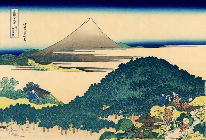 Mount Fuji by Katsushika Hokusai, color woodcut, 1830-1833, 1760-1849, Russia, Moscow, State A. Pushkin Museum of Fine Arts, 25x37