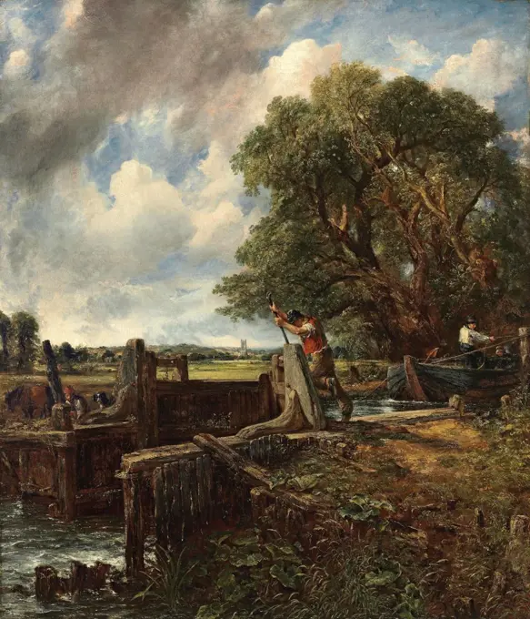 The Lock by Constable, John (1776-1837)  Private Collection  Great Britain  Oil on canvas  Painting  Landscape,Genre