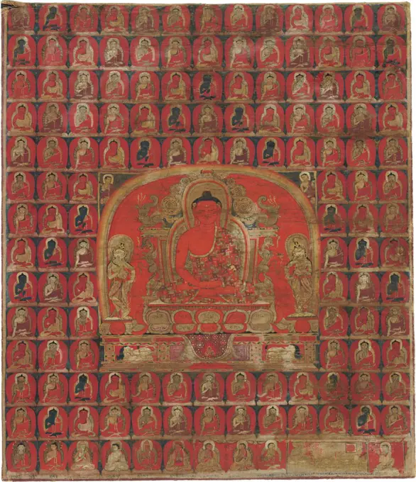 Amitabha Thangka by Tibetan culture    Private Collection  13th century  Tibet  Pigments and gold on textile  Painting  Mythology, Allegory and Literature