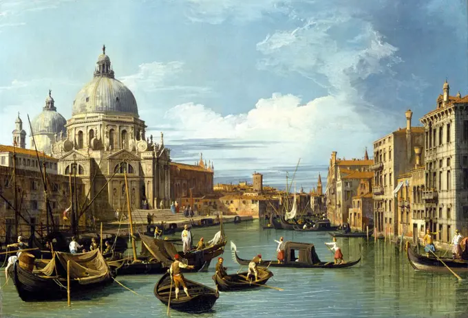 The Entrance to the Grand Canal, Venice by Canaletto (1697-1768) / Museum of Fine Arts, Houston / Rococo / ca 1730 / Italy, Venetian School / Oil on canvas / Landscape / 49x73