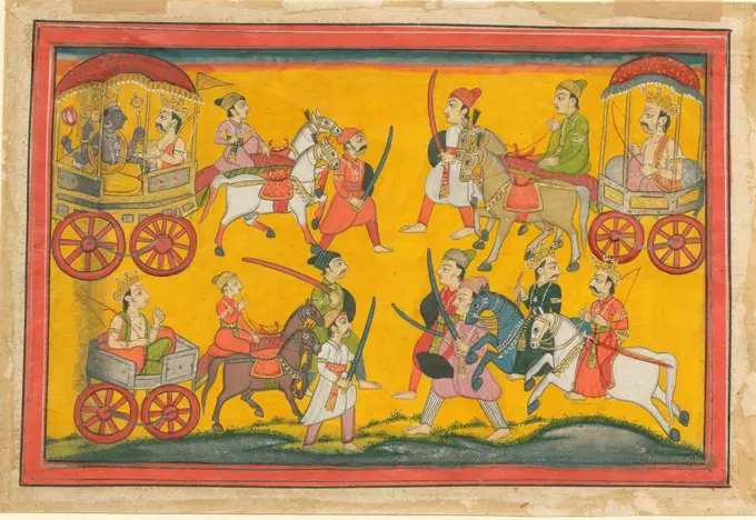 Vishnu Procession by Indian Art   / Private Collection / c. 1755 / India / Gouache on paper / Mythology, Allegory and Literature / 12,5x18