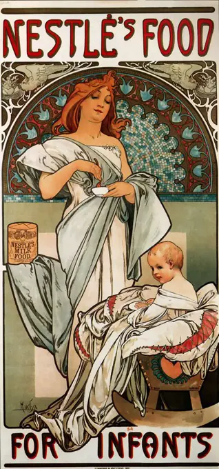 Advertising poster by Alfons Marie Mucha, Colour lithograph, 1897, 1860-1939, Private Collection