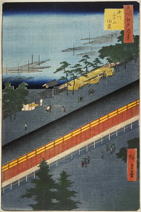 Japanese illustration by Utagawa Hiroshige, colour woodcut, 1856-1858, 1797-1858, Russia, St. Petersburg, State Hermitage, 24x36