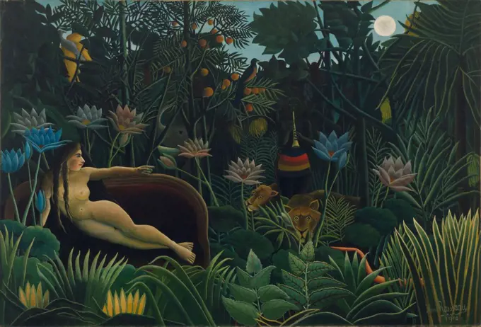 Paradise garden by Henri Julien Felix Rousseau, oil on canvas, 1910, 1844-1910, USA, New York, Museum of Modern Art, 204x298