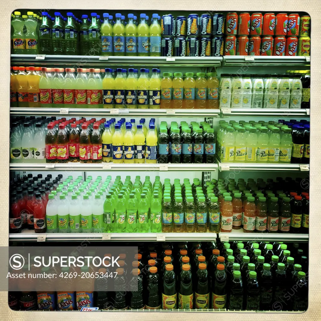 Sodas in a supermarket.