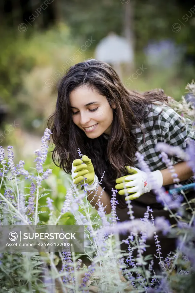 Woman in a garden.