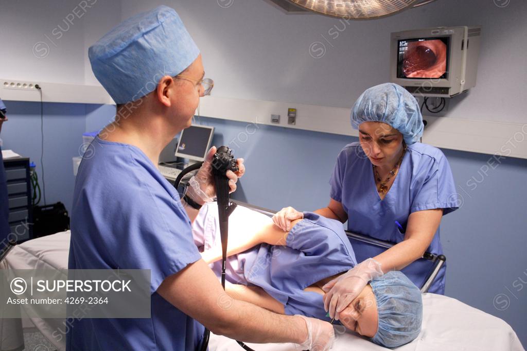 Gastroenterologist Performing A Gastrointestinal Fiberoptic Endoscopy