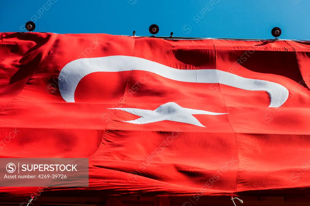 Turkish flag in Istanbul, Turkey.