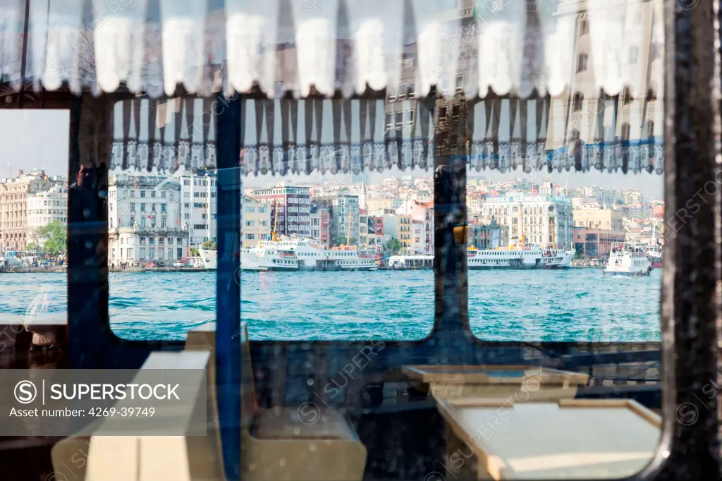 Ferry crossing the Bosphorus, Istanbul, Turkey.